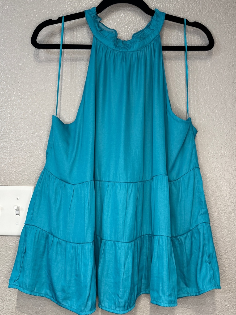 NWT Skies Are Blue Turquoise Tiered Halter Tank Top Blouse Size XL